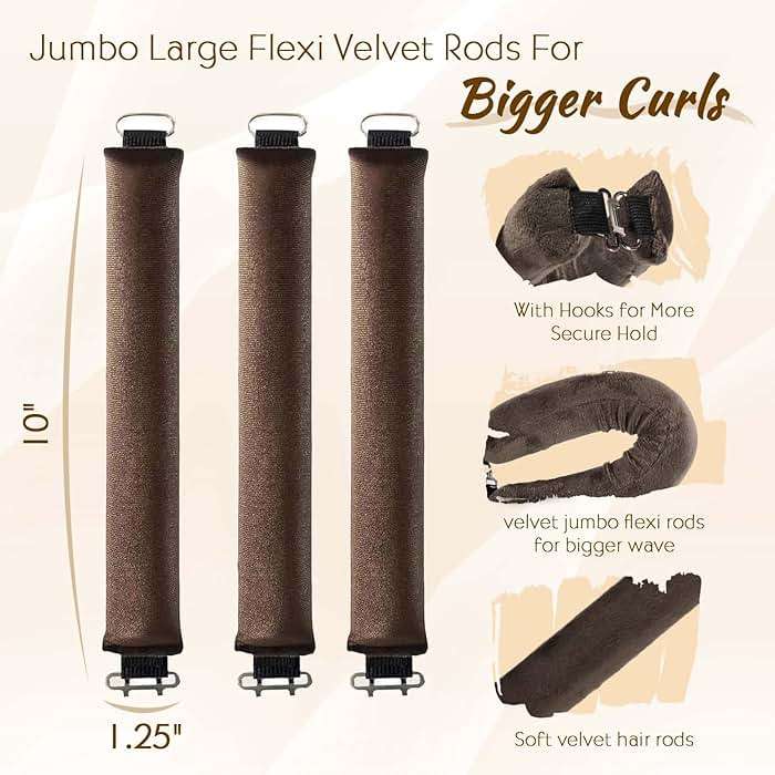 Heatless Hair Curler,Overnight Hair Curlers to Sleep in No Heat Hair Curler ‌Heat-Free Curling Styling 5-Piece Set‌ (Brown) - Image 2