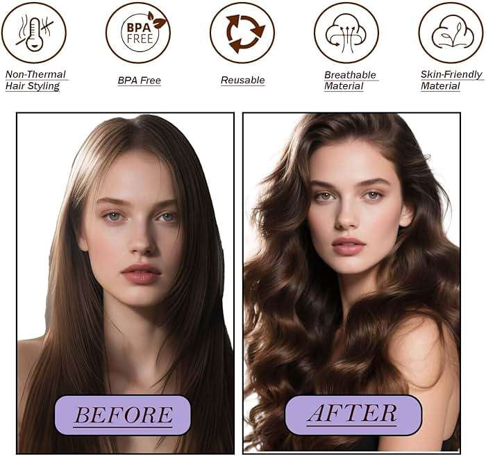 Heatless Hair Curler,Overnight Hair Curlers to Sleep in No Heat Hair Curler ‌Heat-Free Curling Styling 5-Piece Set‌ (Brown) - Image 3