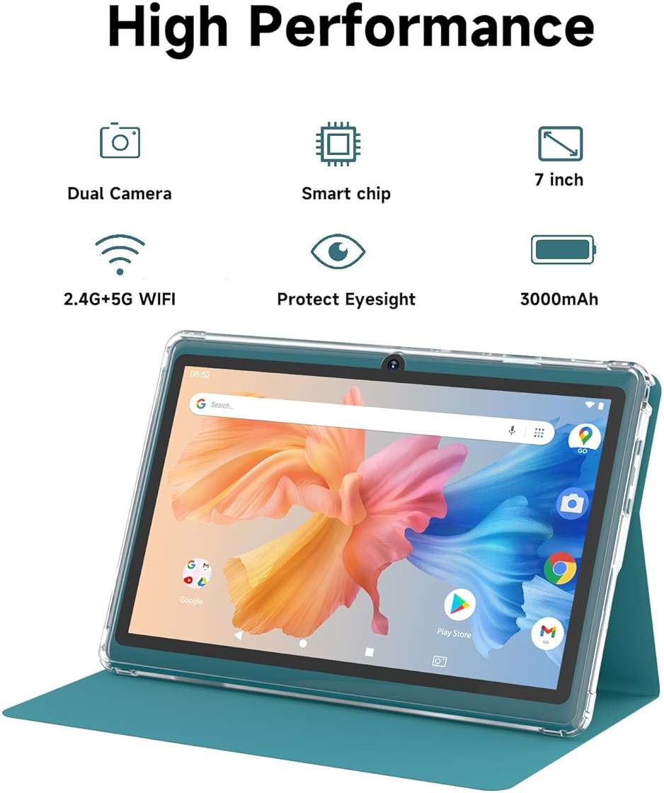 HOTTABLET Tablet 7Inch Android 14.0 with Protective Case, 8GB(3+5GB Expand) RAM+ 32GB ROM, IPS Screen, Dual Camera, Bluetooth 5.0 WiFi Tab (Navy) - Image 4