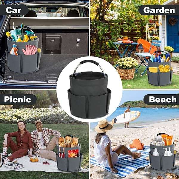 Bototack Cleaning Caddy with Handle, Cleaning Products Organiser, 17L Foldable Storage Basket, Cleaning Caddy Organiser, Portable Multi Cleaning Bucket Bag for Home, Garden (Black) - Image 7