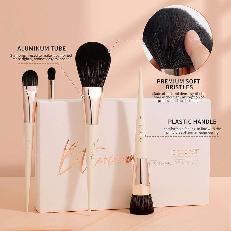 DUcare 30Pcs Professional Makeup Brushes Set, Large Foundation Powder Contour Concealer eyeshadow Blush EyeLiner Make up Brushes,Premium Synthetic hair,Vegan Cruelty-free - Image 7
