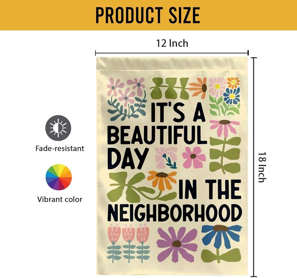 MAIANEY [12"x18"] It’s a Beautiful Day in the Garden Flag – Retro Flower Neighborhood Flag, Happy Outdoor Yard, Double-Sided Banner for Spring & Summer Decor, Seasonal Decoration, Farmhouse, Patio - Image 3