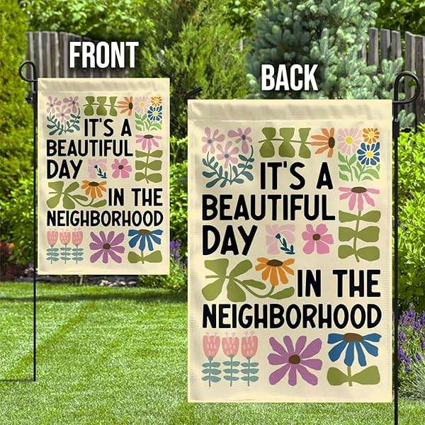 MAIANEY [12"x18"] It’s a Beautiful Day in the Garden Flag – Retro Flower Neighborhood Flag, Happy Outdoor Yard, Double-Sided Banner for Spring & Summer Decor, Seasonal Decoration, Farmhouse, Patio - Image 4