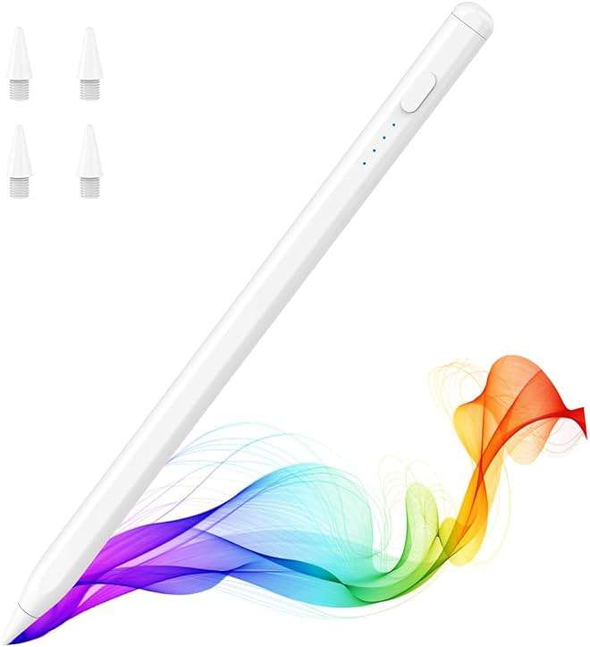 MoKo Pencil for iPad (A16) 11th 10th Gen, Stylus Pen for 2018-2026 Apple iPad 11/10/9/8/7/6/A16, Mini 7/6/5, Air M3/M2 11"/13"/5/4/3, Pro M4 13"/12.9"/11" Tilt Sensitivity, USB-C Fast Charging,White | for iPad 2026-2018, Power Display, Tilt Sensitivity, Palm Rejection, Magnetic Attachment - Image 1
