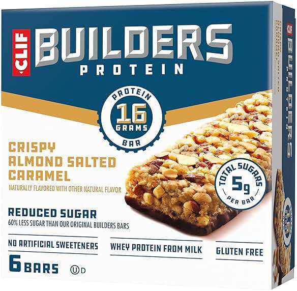 CLIF BUILDERS Protein Bars - Crispy Almond Salted Caramel - Reduced Sugar - Gluten Free - 16g Protein - No Artificial Sweeteners - 1.97 oz. (6 Pack) - Image 5