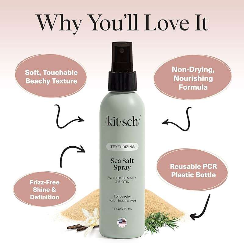 Kitsch Sea Salt Spray for Men and Women | Hair Spray with Rosemary, Biotin, Magnesium – Hair Texturizer for Natural Curls and Beach Waves | Ideal Gifts for Women, 177 mL - Image 3