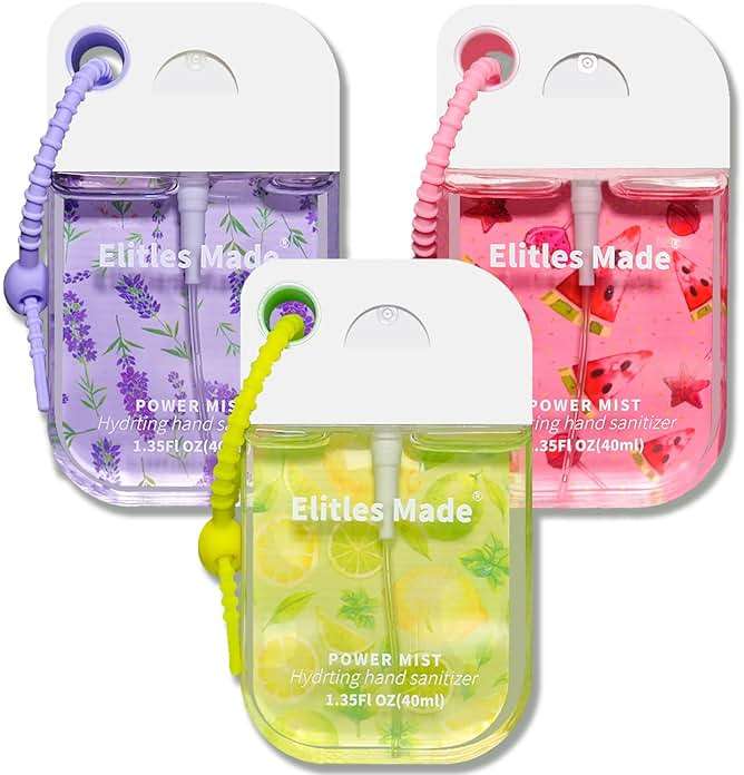 Elitles Made Hand Sanitizer Spray, 4Pack Hand Sanitizer Travel Size With Keychain, Scented Mini Spray Hand Sanitizer Clip Backpack Purse, Gifts for WomenTeen Girls Kids Nurse Teacher - Image 1