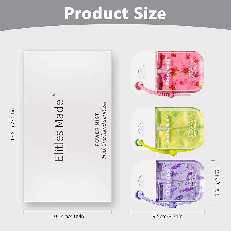 Elitles Made Hand Sanitizer Spray, 4Pack Hand Sanitizer Travel Size With Keychain, Scented Mini Spray Hand Sanitizer Clip Backpack Purse, Gifts for WomenTeen Girls Kids Nurse Teacher - Image 5