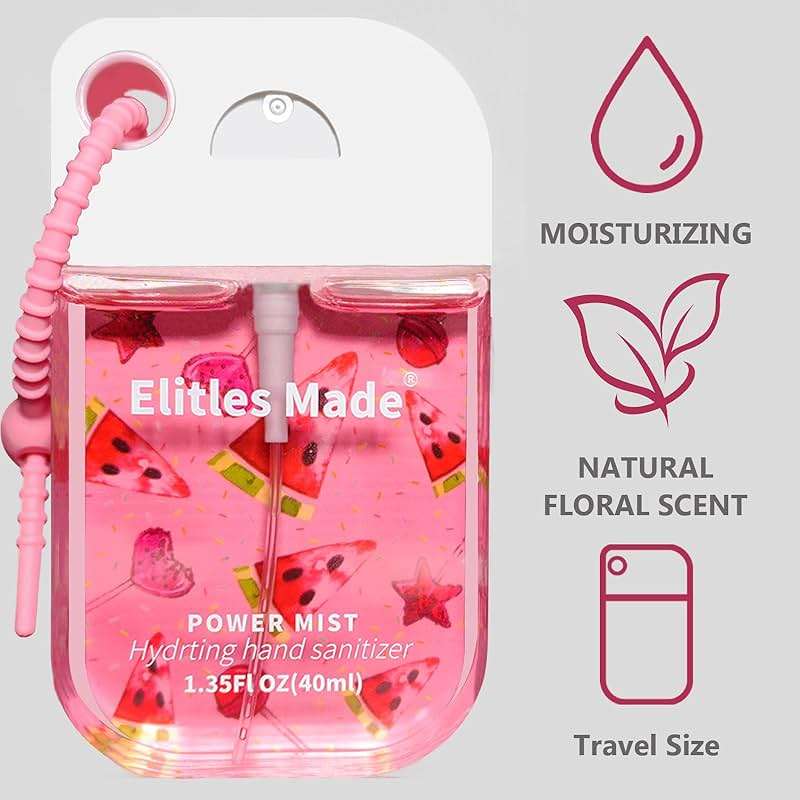 Elitles Made Hand Sanitizer Spray, 4Pack Hand Sanitizer Travel Size With Keychain, Scented Mini Spray Hand Sanitizer Clip Backpack Purse, Gifts for WomenTeen Girls Kids Nurse Teacher - Image 8