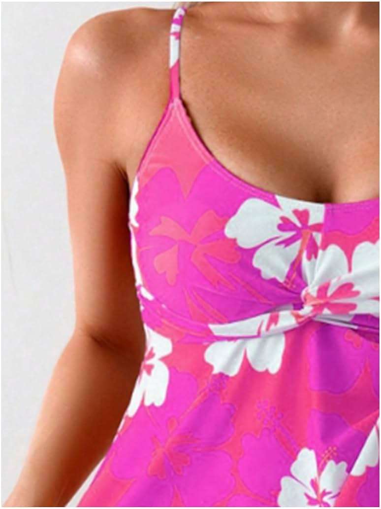 SweatyRocks Women's Floral Print Twist High Waisted Tankini Swimsuit 2 Piece Bathing Suit - Image 2