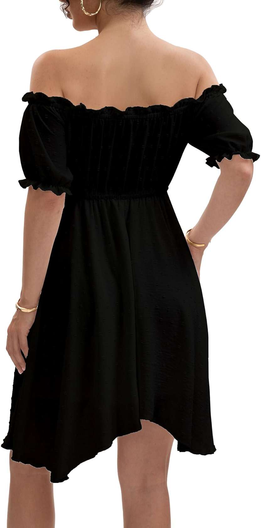 ZUNQKG Womens Two Piece Sets Corset Dress Off Shoulder Ruffles Puff Sleeve Irregular Mini Fairy Bustier Dress - Image 5