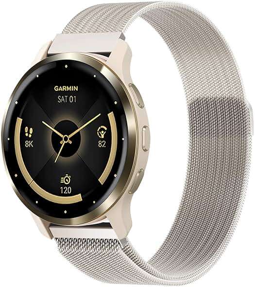 Koazon Metal Band Compatible with Garmin Venu 3S/Venu 4(41mm)/2S,Forerunner 265S 42mm/255S Watch,18mm Stainless Steel Mesh Magnetic Clasp Replacement Strap for Garmin Vivoactive 4S 40mm Women - Image 1