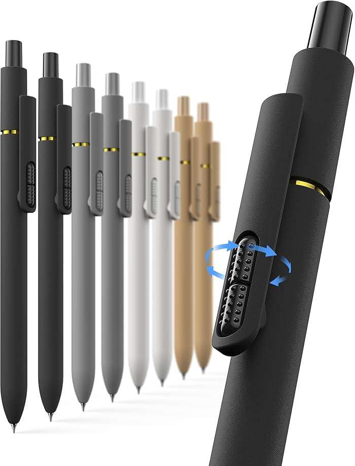 Hiacry 8 Pcs Gel Pens - 0.7mm Fine Point Smooth Writing Black Ink, Quick-Dry Long Lasting Fidge Pens, School & Office Supplies for Men Women - Image 1