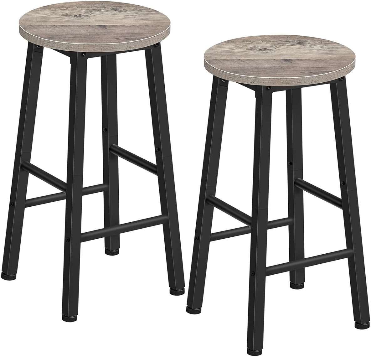 HOOBRO Bar Stools Set of 2, Counter Height Bar Stools, 25.8" Bar Stools for Kitchen Island, Industrial Kitchen Bar Chairs, for Dining Room, Kitchen, Bar, Greige and Black BG07BY01G1N2 - Image 1