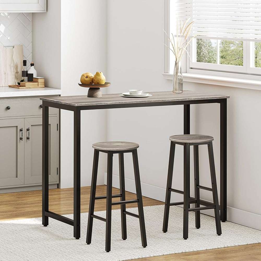 HOOBRO Bar Stools Set of 2, Counter Height Bar Stools, 25.8" Bar Stools for Kitchen Island, Industrial Kitchen Bar Chairs, for Dining Room, Kitchen, Bar, Greige and Black BG07BY01G1N2 - Image 2