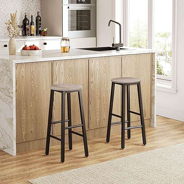 HOOBRO Bar Stools Set of 2, Counter Height Bar Stools, 25.8" Bar Stools for Kitchen Island, Industrial Kitchen Bar Chairs, for Dining Room, Kitchen, Bar, Greige and Black BG07BY01G1N2 - Image 5