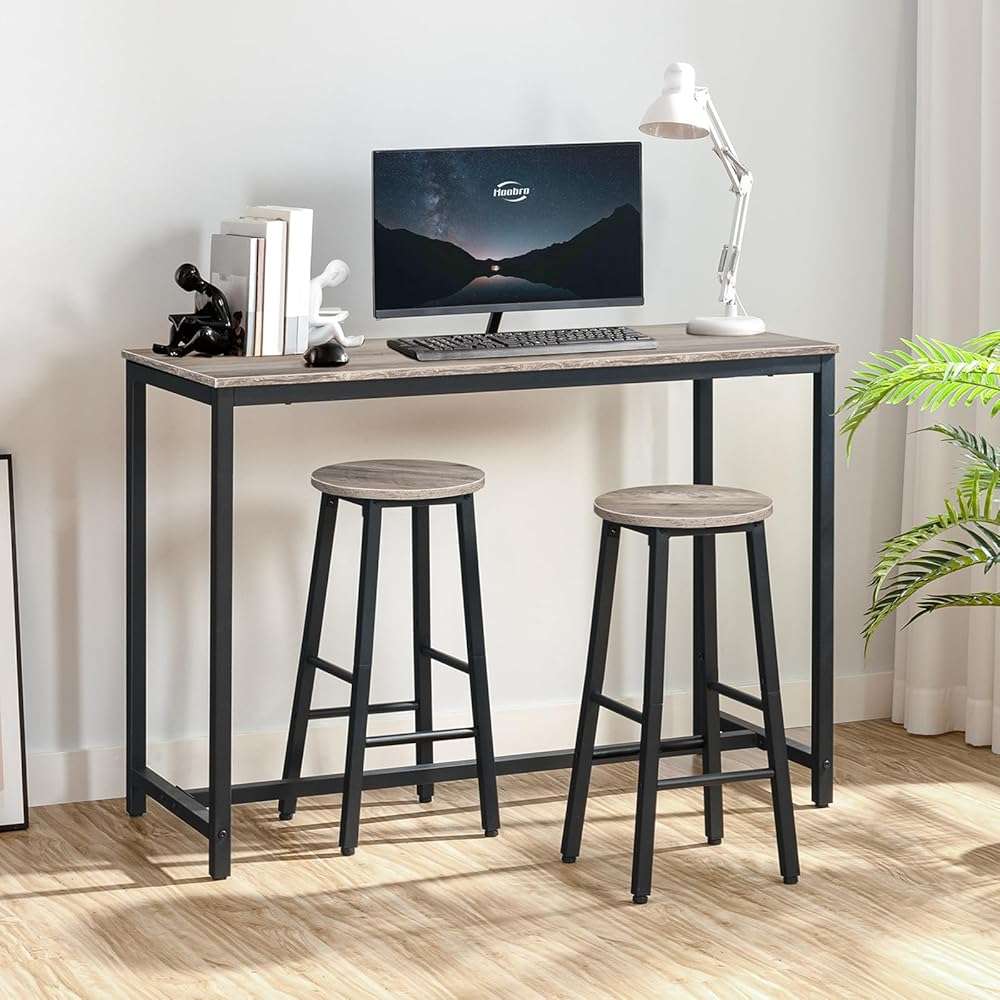 HOOBRO Bar Stools Set of 2, Counter Height Bar Stools, 25.8" Bar Stools for Kitchen Island, Industrial Kitchen Bar Chairs, for Dining Room, Kitchen, Bar, Greige and Black BG07BY01G1N2 - Image 7