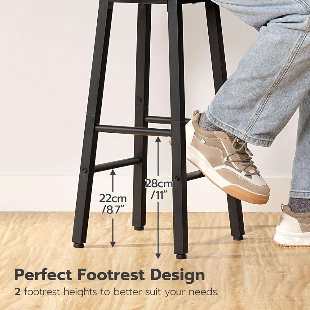 HOOBRO Bar Stools Set of 2, Counter Height Bar Stools, 25.8" Bar Stools for Kitchen Island, Industrial Kitchen Bar Chairs, for Dining Room, Kitchen, Bar, Greige and Black BG07BY01G1N2 - Image 8