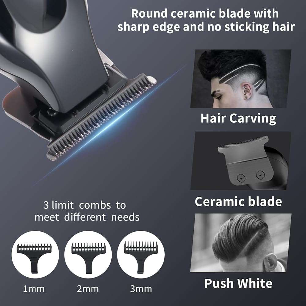 KOMINGDON Beard Trimmer for Men Professional,Liners Trimmer Hair Clippers, Precision Edgers Barber Clippers,Zero Gapped T-Blade Hair Trimmer Kit with LCD Display, Hair Cutting Mustache Facial - Image 3