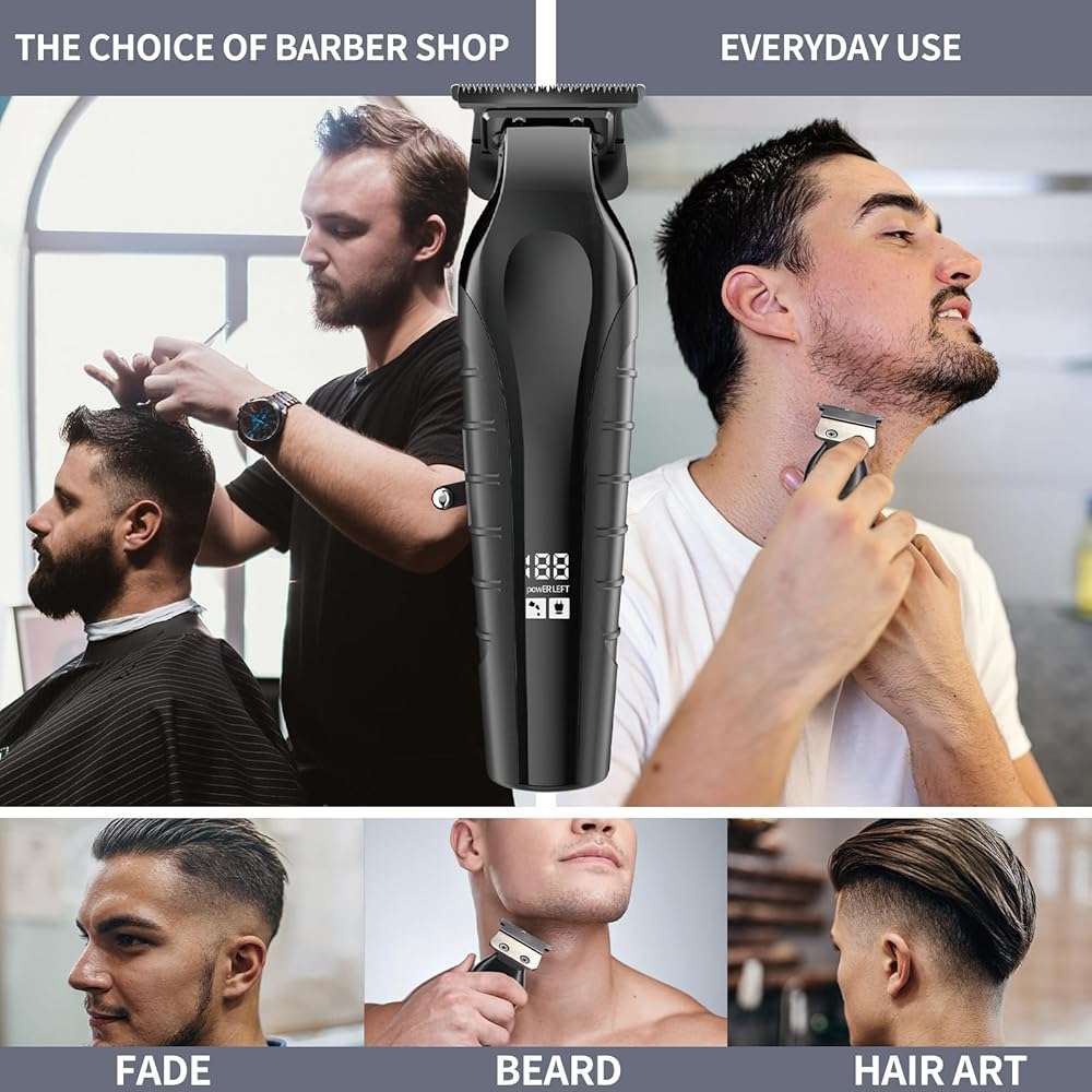 KOMINGDON Beard Trimmer for Men Professional,Liners Trimmer Hair Clippers, Precision Edgers Barber Clippers,Zero Gapped T-Blade Hair Trimmer Kit with LCD Display, Hair Cutting Mustache Facial - Image 4