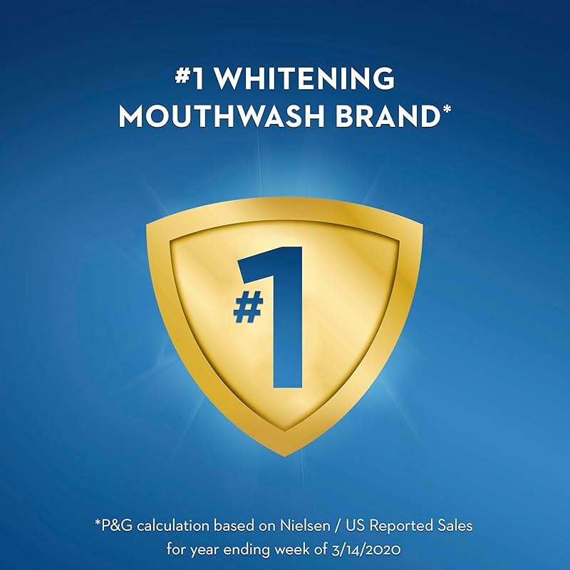 Crest 3D White Mouthwash, Teeth Whitening for Adults, 1L, 2 Pack, Alcohol Free Mouth Rinse, Breath Freshener, Antibacterial, Antiseptic, Bad Breath Treatment, Peroxide Free, Clean Mint - Image 5