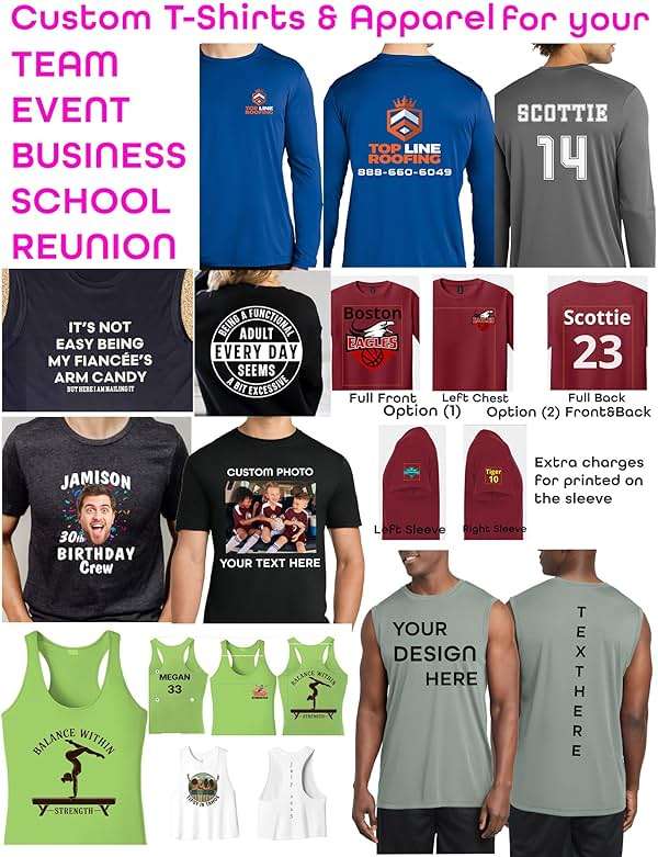 M L1NY Custom Performance Tees - Dri Fit Athletic shirt for Men Women Youth - Design Your Logo or Text - UPF 50 Moisture Wicking - Custom Business Logo Company Uniforms 18+ Colors pc380 - Image 5