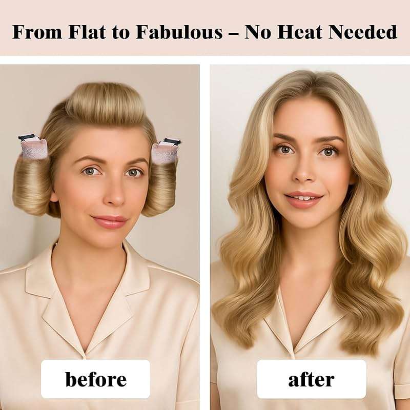 Heatless Curls Overnight Rods Set – 8PCS Flexible Heatless Curling Rods for Long & Short Hair, Soft No Heat Hair Curler Blowout Styling Tools for Loose Waves or Tight Curls - Image 3