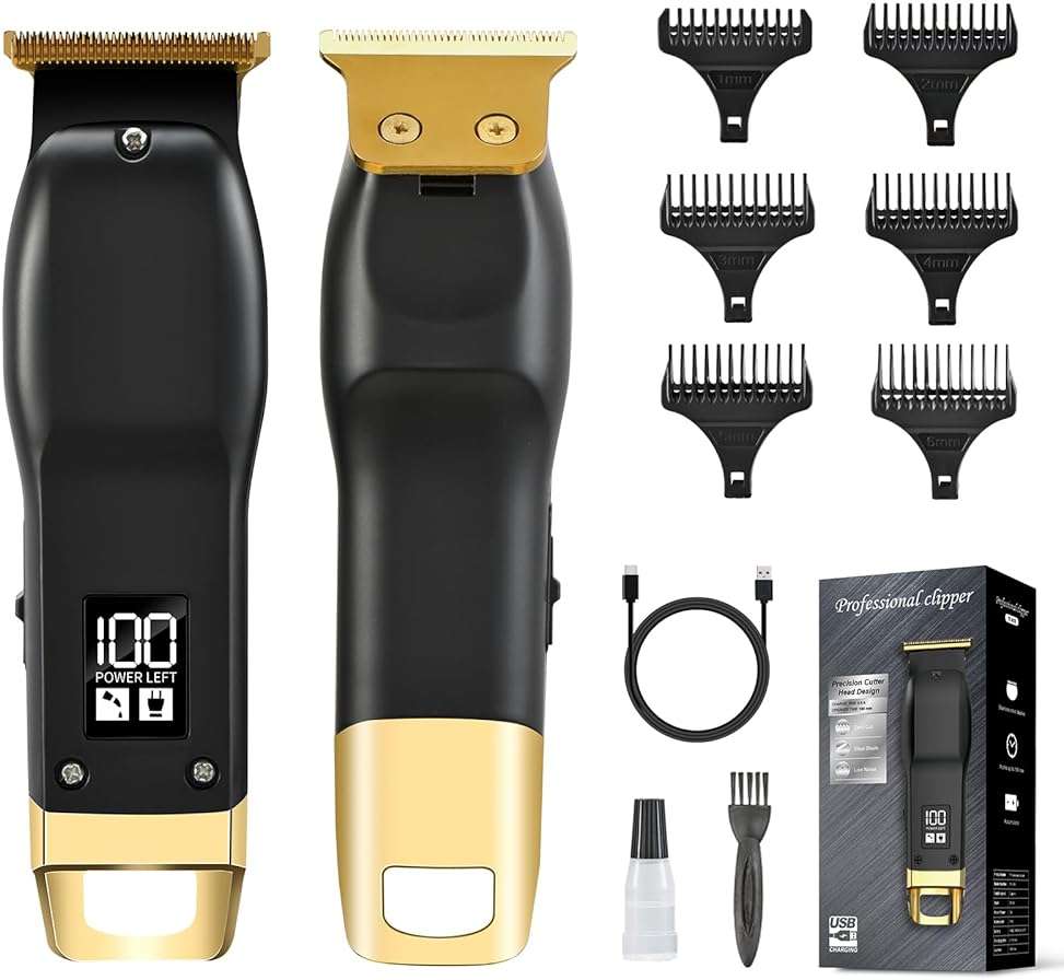 Elehomyou Beard Trimmer for Men - Rechargeable Men's Hair Clippers & Razor, Cordless Hair Trimmer & Shaver for Face, Neck, Groin & Manscaping, Ideal Gift for Men, Black - Image 1
