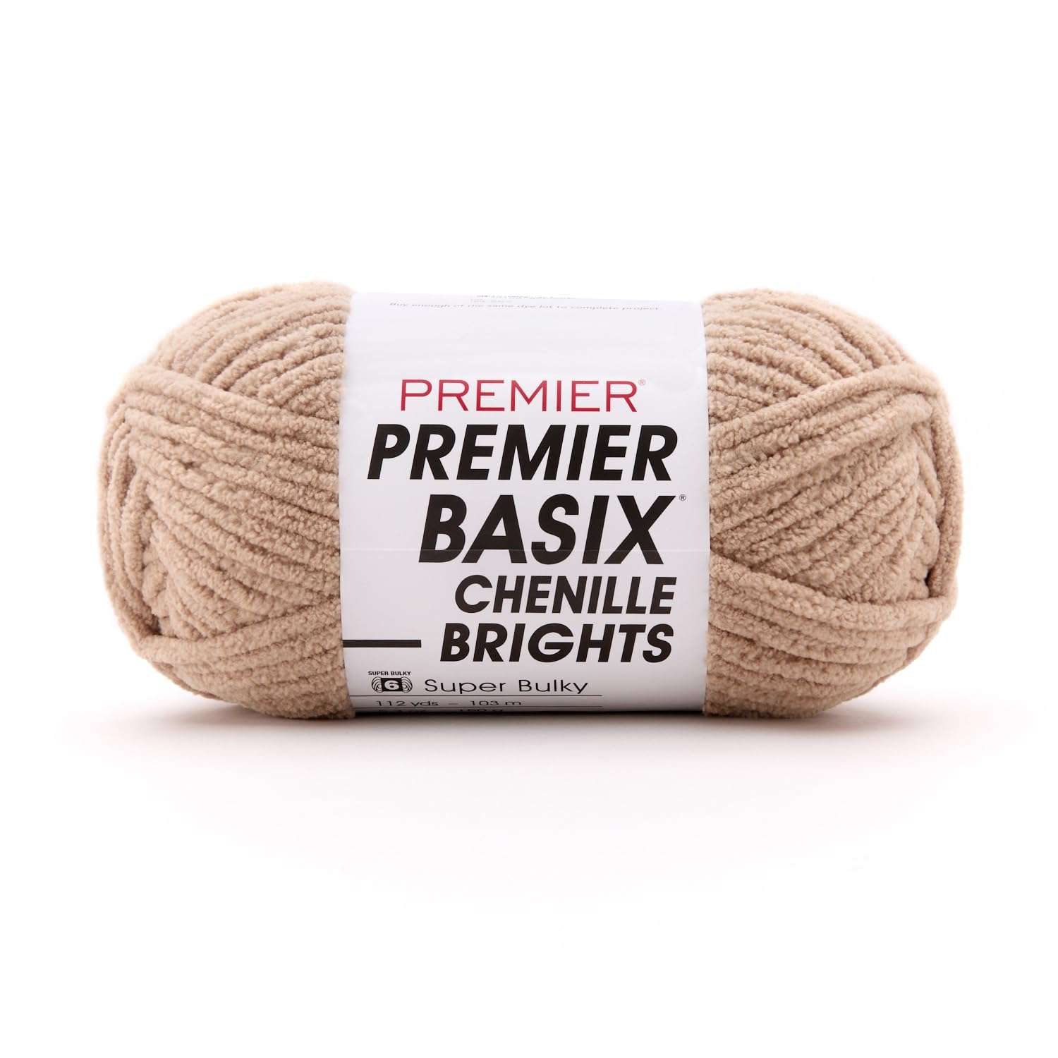 Premier Basix Chenille Brights Yarn, Plush Bulky Chenille Yarn for Crocheting & Hand Knitting, Soft Yarn for Cozy Projects, Chunky Yarn for Hand Knitting, Steel Cut Oats - Image 1