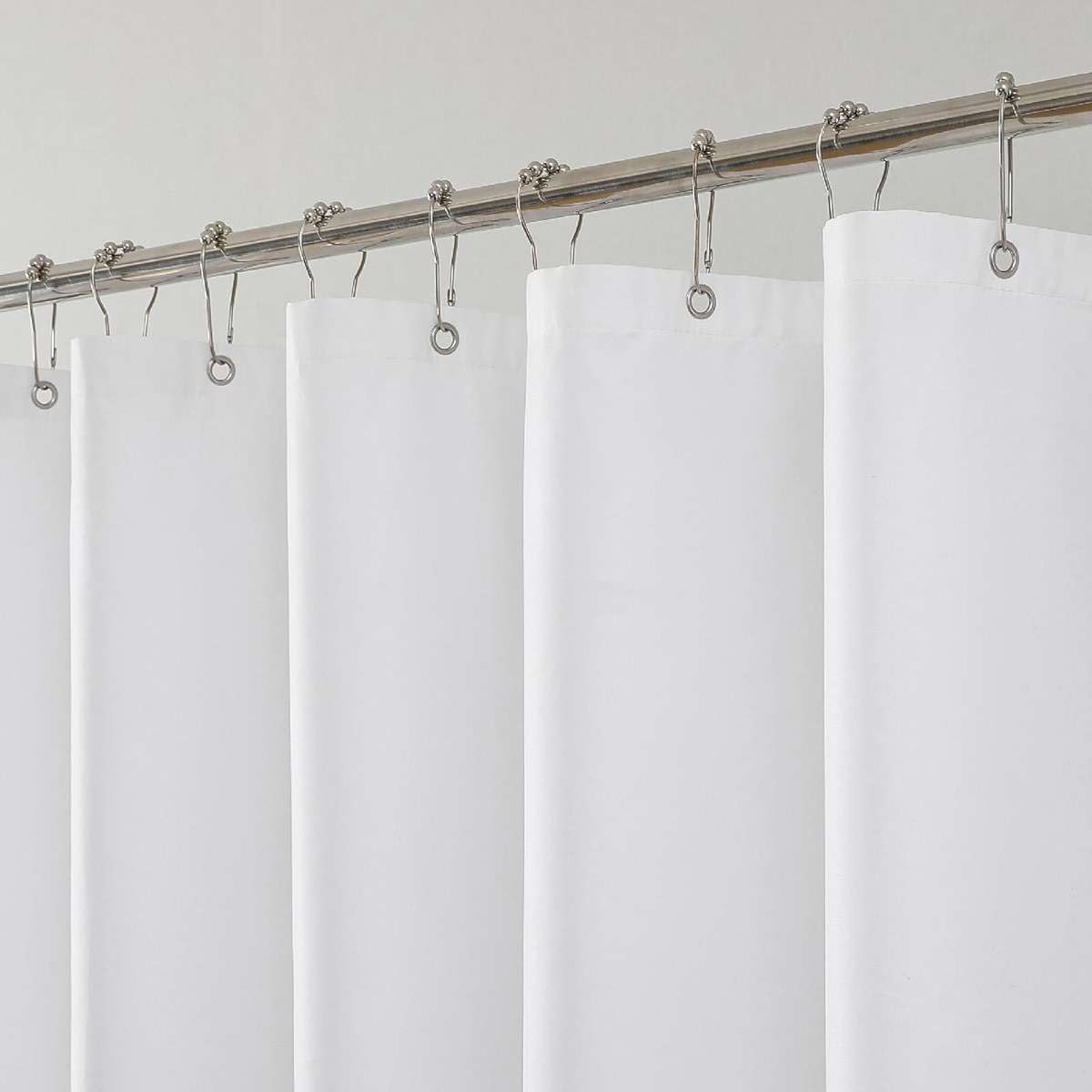 THAIGEE 1 Pack Water-Repellent Fabric Shower Curtain Liner - Hotel Quality Machine Washable, 3 Heavy-Duty Magnets with Rustproof Grommets & Weighted Hem, Standard Size 72x72in White - Image 1