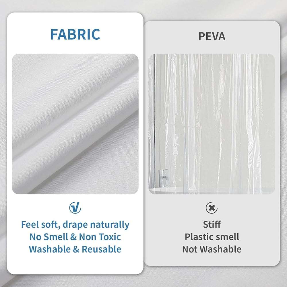 THAIGEE 1 Pack Water-Repellent Fabric Shower Curtain Liner - Hotel Quality Machine Washable, 3 Heavy-Duty Magnets with Rustproof Grommets & Weighted Hem, Standard Size 72x72in White - Image 4