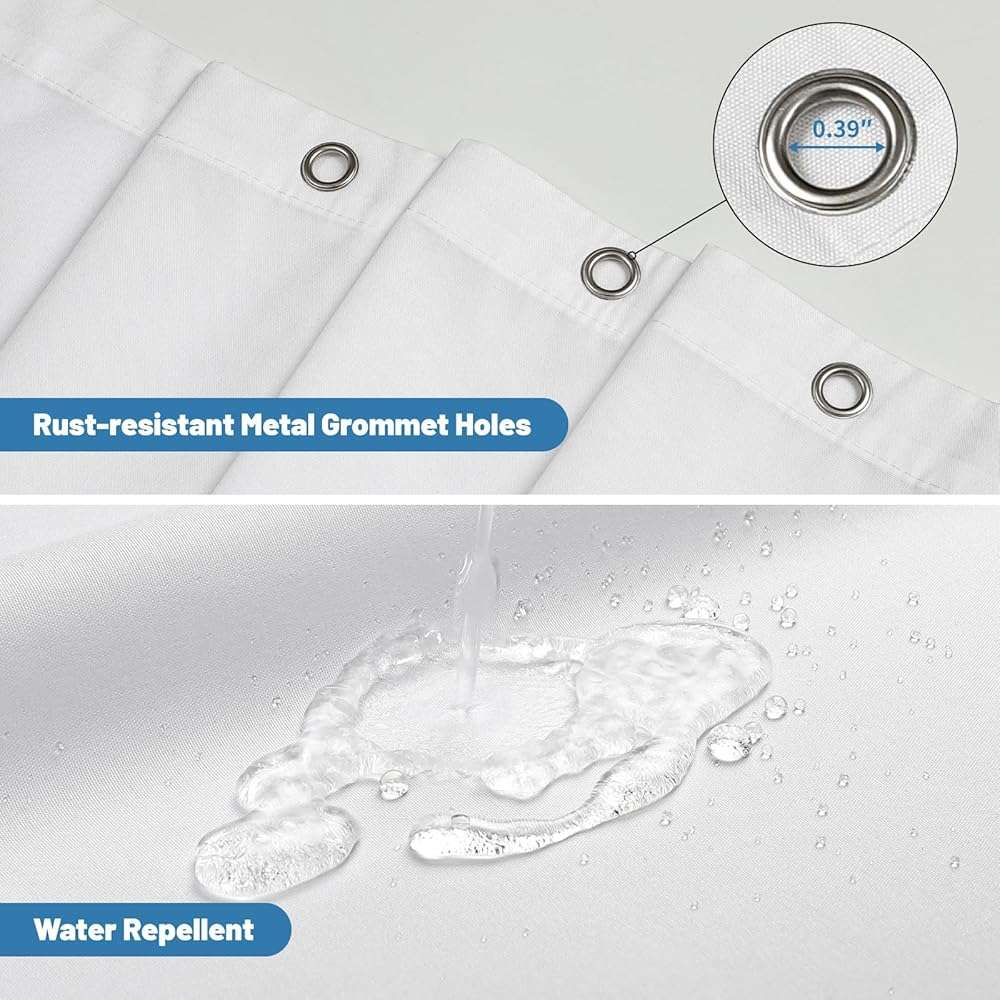 THAIGEE 1 Pack Water-Repellent Fabric Shower Curtain Liner - Hotel Quality Machine Washable, 3 Heavy-Duty Magnets with Rustproof Grommets & Weighted Hem, Standard Size 72x72in White - Image 6