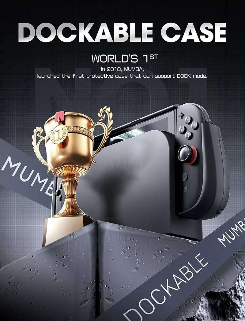 Mumba Dockable for Nintendo Switch 2 Case with Flip Stand, [Titan] Ergonomic Switch 2 Grip Protective Cover Holds 5 Game Cards & 2 TF Cards TPU Accessories and Quick-Release Joy-Con Design(Black) - Image 3