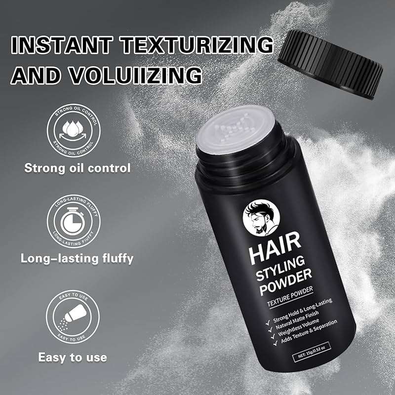 DAMUSI Hair Styling Powder for Men & Women - Volumizing and Texturizing Powder Matte Finish Natural Look Mattifying Hair Texture powder All-Day Hold(2PCS) - Image 5