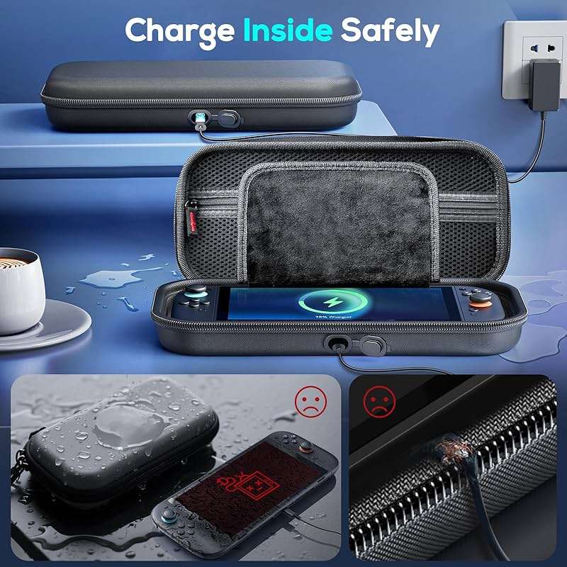 Auarte [Charge Inside] Switch 2 Carrying Case for Nintendo Switch 2 Console 2025 / Switch Original/Switch OLED, Slim Travel Carry Case for Switch 2 Accessories with 10 Game Card Storage (Carbon Black) - Image 2