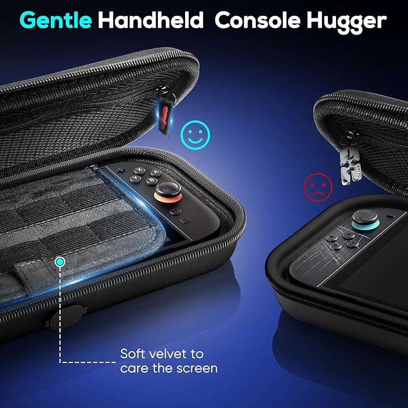 Auarte [Charge Inside] Switch 2 Carrying Case for Nintendo Switch 2 Console 2025 / Switch Original/Switch OLED, Slim Travel Carry Case for Switch 2 Accessories with 10 Game Card Storage (Carbon Black) - Image 5