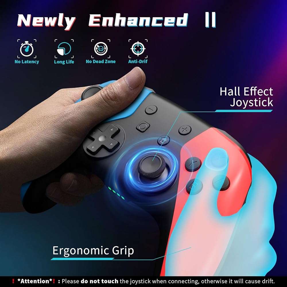 AceGamer 2 Pack Wireless Controller for Nintendo Switch/Lite/OLED, Hall Effect Joystick for Switch 2 Pro Controller with Wake-Up/Turbo/Dual Vibration/Programmable (Red+Blue) - Image 2