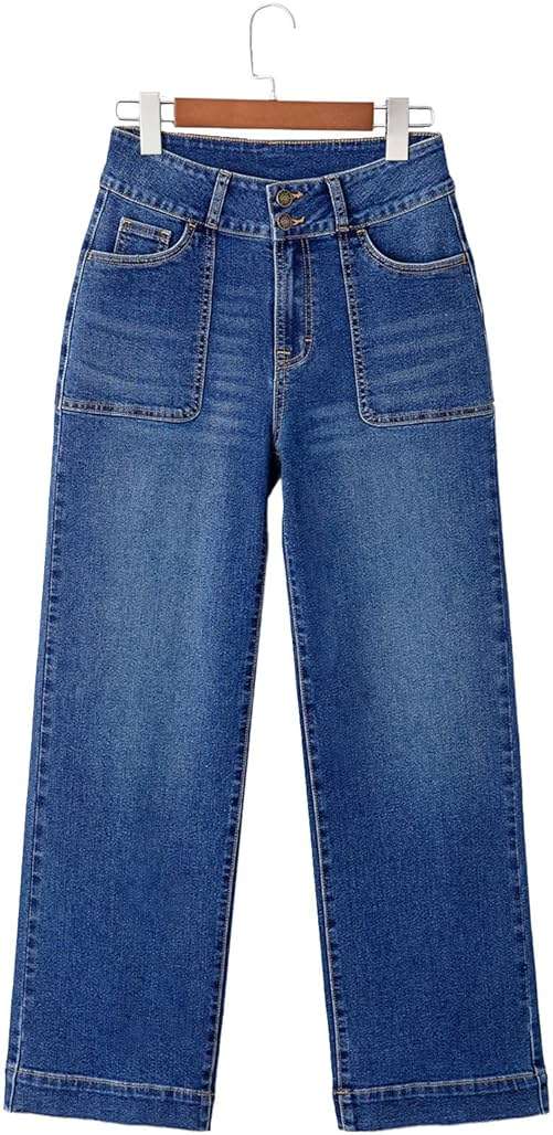 Sidefeel Women's Wide Leg Jeans High Waisted Stretchy Tummy Control Straight Leg Denim Pants - Image 9