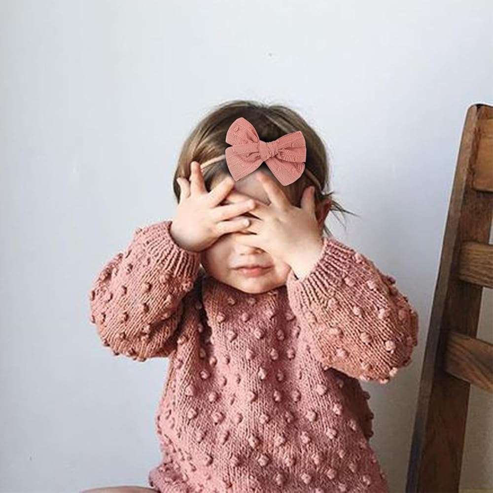 AQOKKA Baby Girl Headbands with Bows Soft Nylon Newborn Toddler Hairbands Handmade Baby Hair Accessories for Infant Girls Kids - Image 3