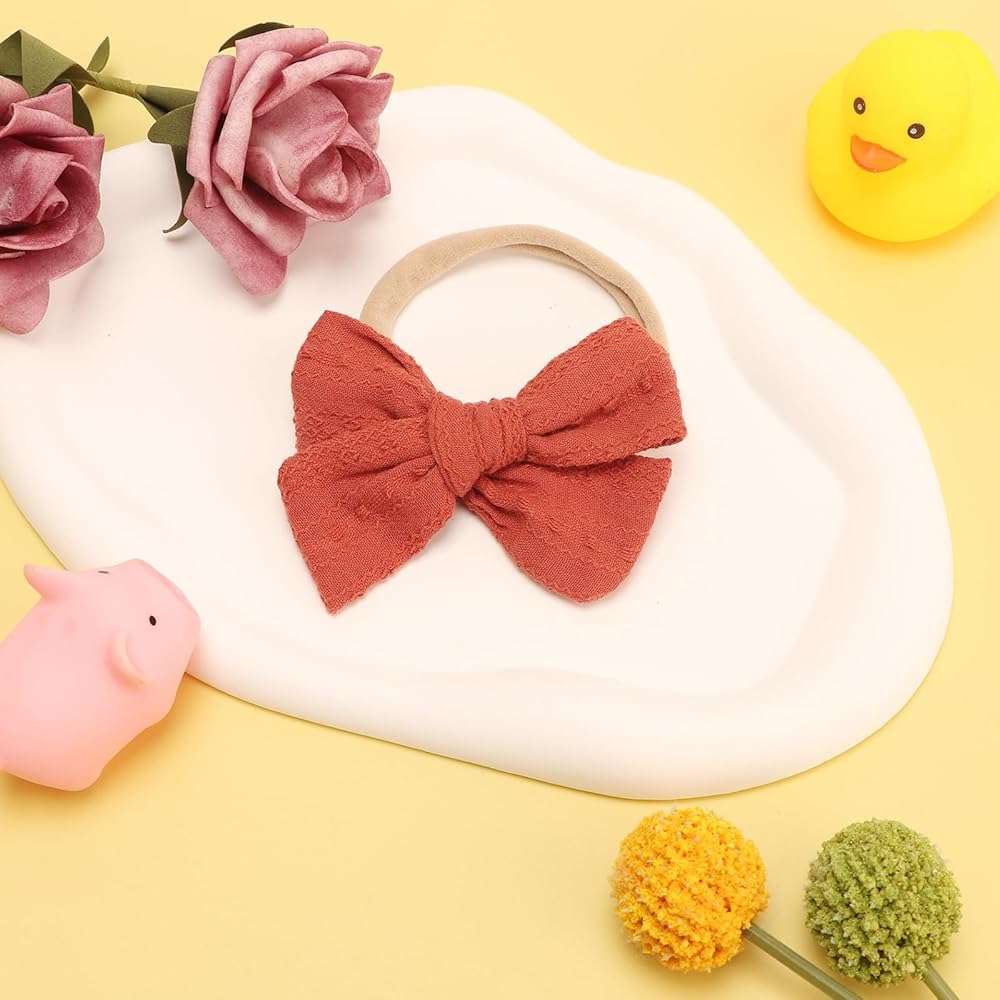 AQOKKA Baby Girl Headbands with Bows Soft Nylon Newborn Toddler Hairbands Handmade Baby Hair Accessories for Infant Girls Kids - Image 7