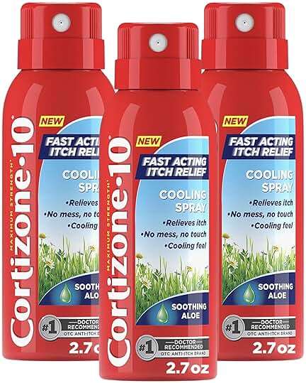 Cortizone-10 Maximum Strength Soothing Aloe Itch Relief Cooling Spray, 1% Hydrocortisone, Fast-Acting, Anti-Itch Spray for Bug Bites, Rash, Eczema, Psoriasis, Poison Ivy, Oak, Sumac, 2.7 oz 3-Pack - Image 1