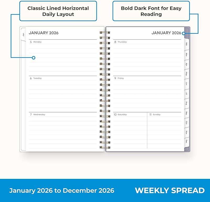 Blue Sky 2026 Weekly and Monthly Planner Calendar, January 2026 - December 2026, 5" x 8", Flexible Cover, Laminated Tabs, Durable Twin Wire Binding, Tula - Image 3