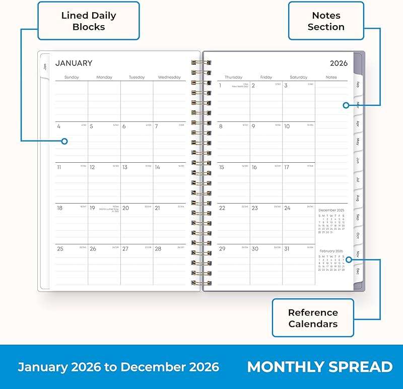 Blue Sky 2026 Weekly and Monthly Planner Calendar, January 2026 - December 2026, 5" x 8", Flexible Cover, Laminated Tabs, Durable Twin Wire Binding, Tula - Image 4