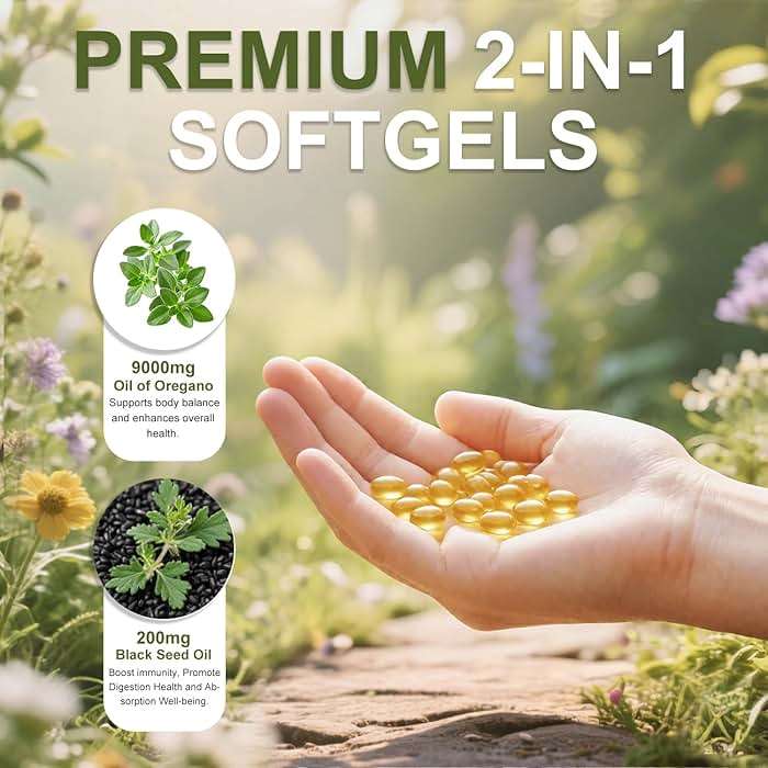 BEWORD Oil of Oregano with Black Seed Oil, 280 Softgels, 9000mg Per Serving – 2-in-1 Oregano Supplement for Immune Health with High Carvacrol & Thymoquinone | Plant-Based, Non-GMO - Image 3
