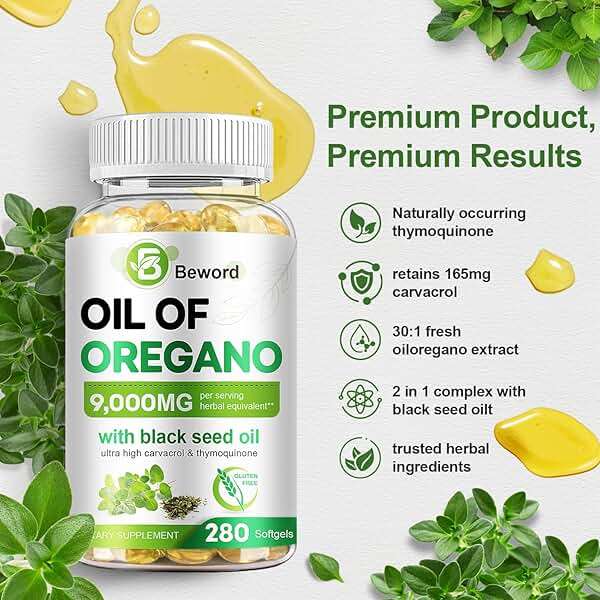 BEWORD Oil of Oregano with Black Seed Oil, 280 Softgels, 9000mg Per Serving – 2-in-1 Oregano Supplement for Immune Health with High Carvacrol & Thymoquinone | Plant-Based, Non-GMO - Image 4