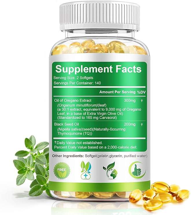 BEWORD Oil of Oregano with Black Seed Oil, 280 Softgels, 9000mg Per Serving – 2-in-1 Oregano Supplement for Immune Health with High Carvacrol & Thymoquinone | Plant-Based, Non-GMO - Image 8