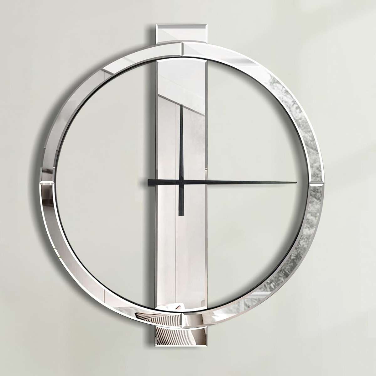 Jesmaikor Decorative Wall Clocks, 24 Inch Modern Large Mirror Clock, Battery-Operated, Completely Silent, for Living Room,Bedroom and Kitchen Decor - Image 1