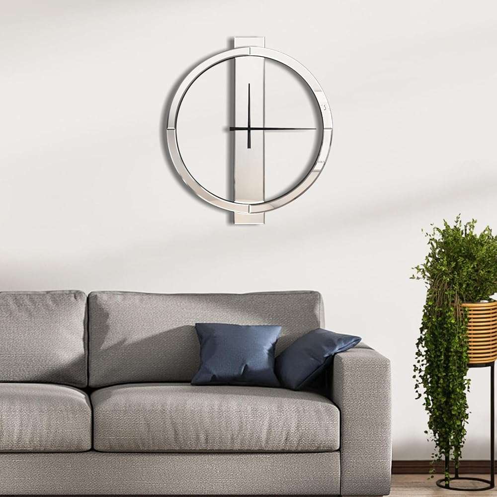 Jesmaikor Decorative Wall Clocks, 24 Inch Modern Large Mirror Clock, Battery-Operated, Completely Silent, for Living Room,Bedroom and Kitchen Decor - Image 8