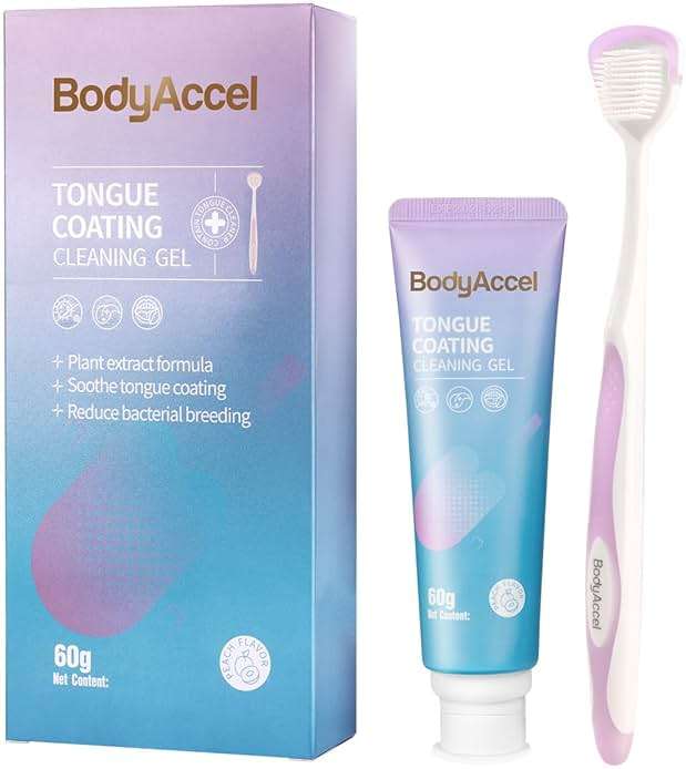 BodyAccel Tongue Cleaner Gel with Tongue Brush – Fresh Breath Oral Care Kit – Tongue Scraper Gel Set for Bad Breath Removal, Maintain Oral Health - Image 1