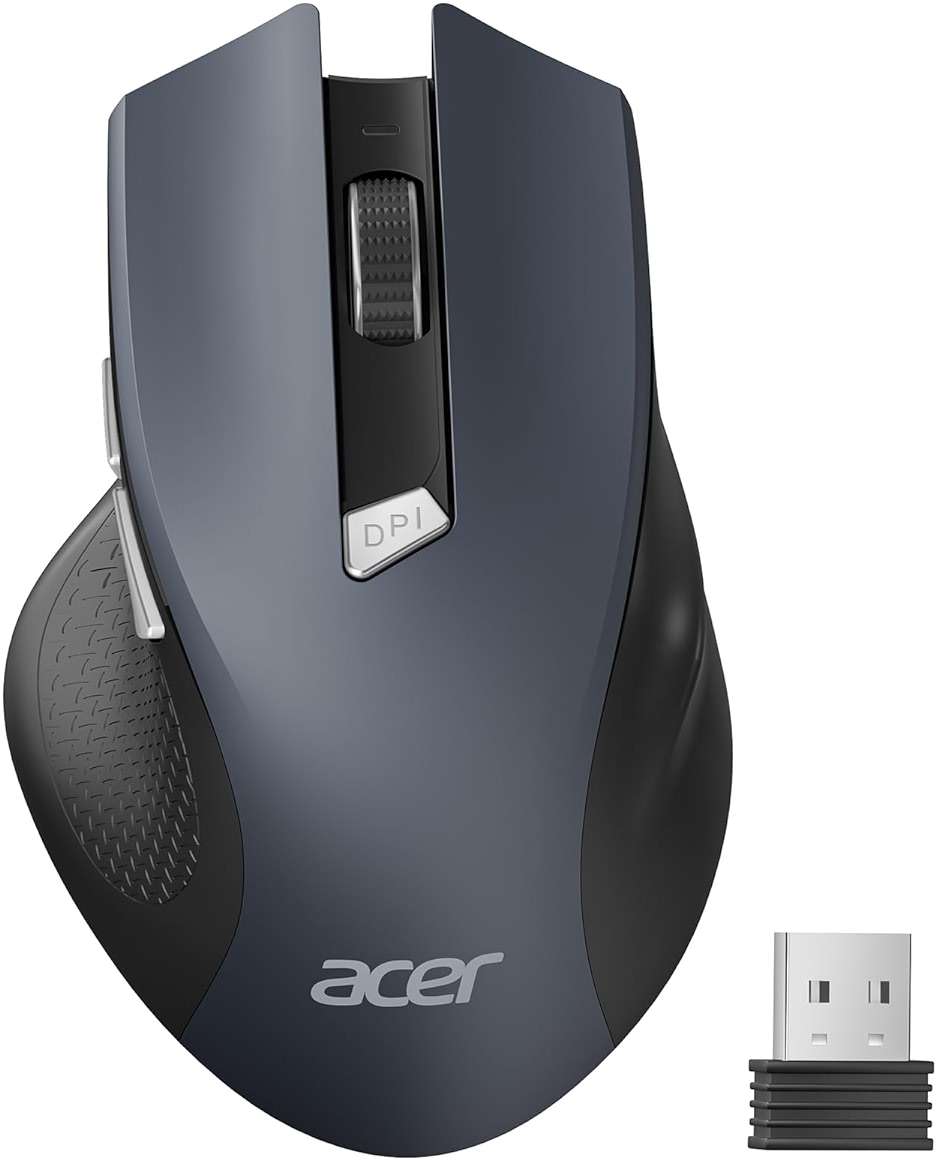 acer Wireless Mouse for Laptop, 2.4GHz Computer Mouse 3 Adjustable DPI Office Cordless USB Mice with USBA Receiver, 6 Buttons, 1600 DPI, Medium to Large Sized Hands Compatible with PC, Laptop, Desktop - Image 1